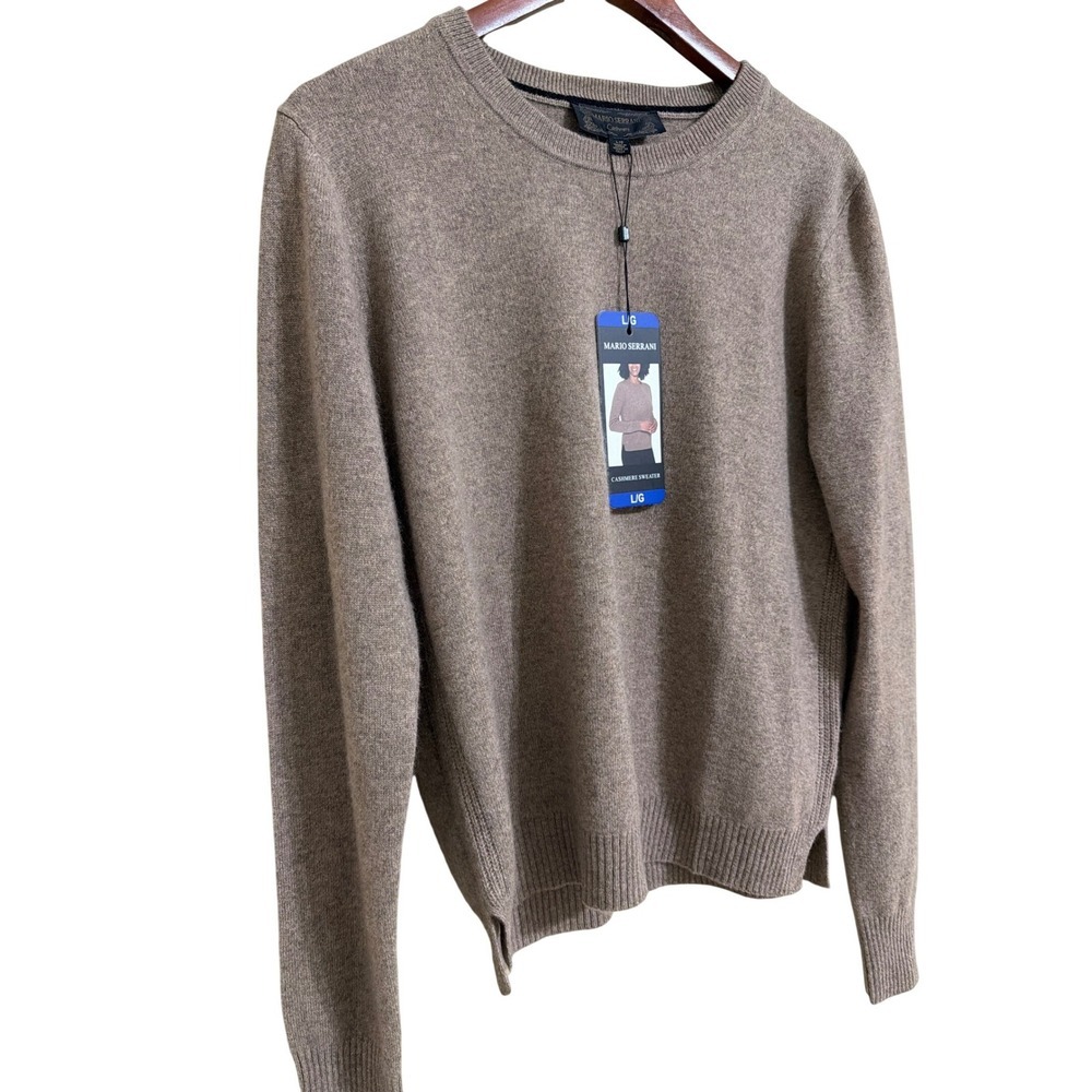 Mario Serrani Cashmere Sweater Womens Large Tan Crewneck Long Sleeve 1899939 - Picture 2 of 7